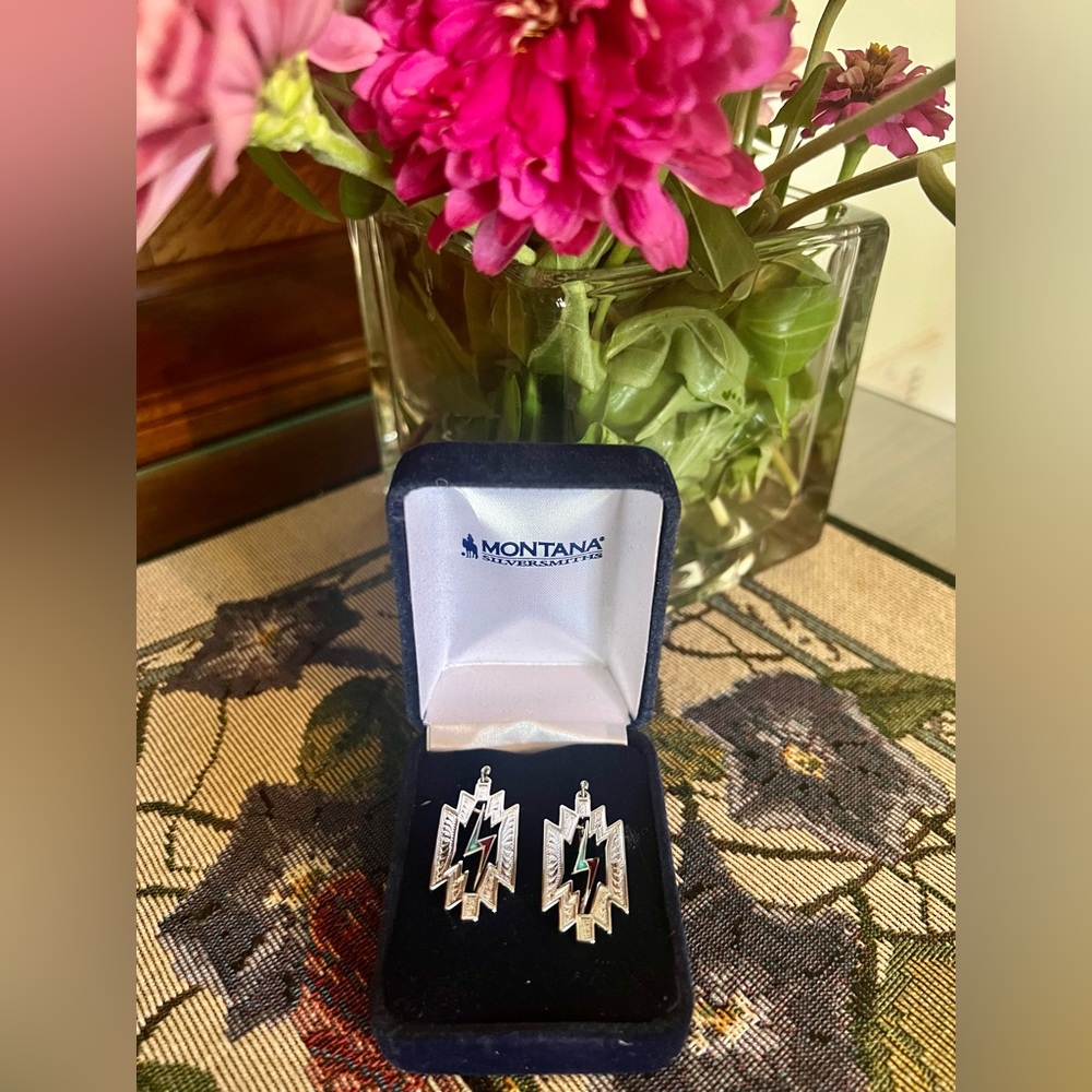 Montana Silversmiths Concho Lightning Bolt Earrings NWOT